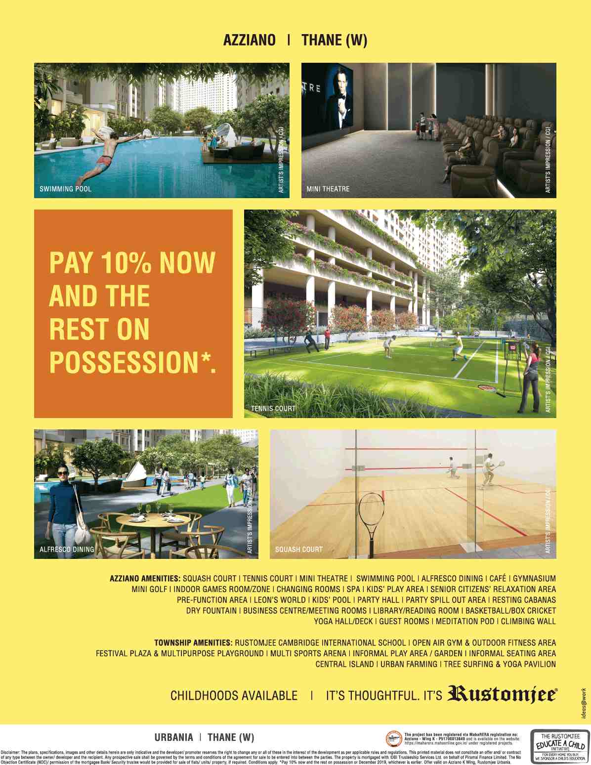 Pay 10% and the rest on possession Rustomjee Azziano in Mumbai Update